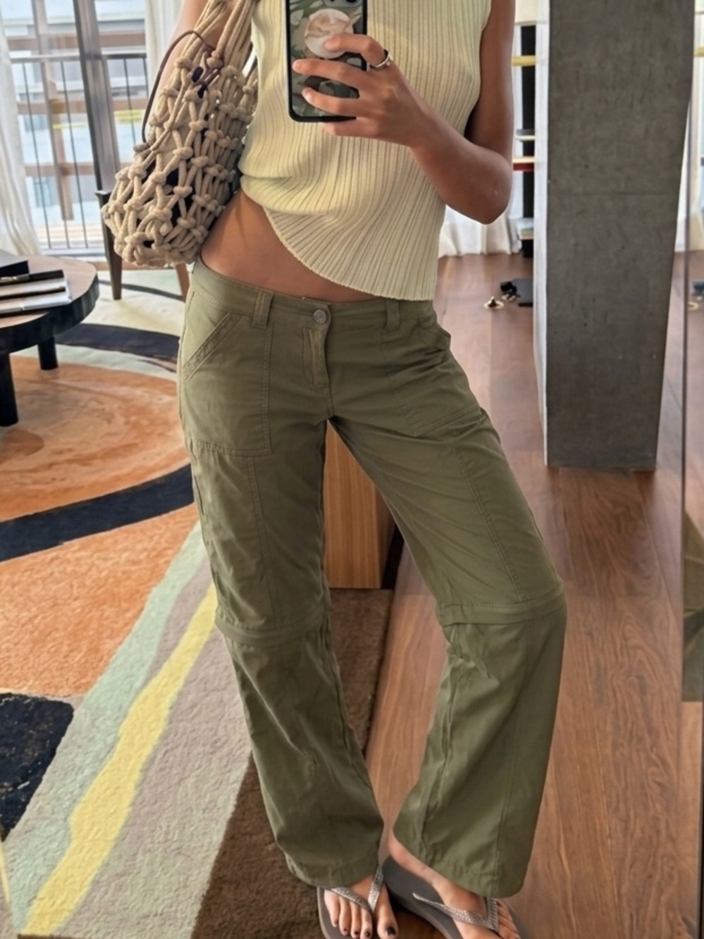 Y2K Olive Convertible Pants + Capris